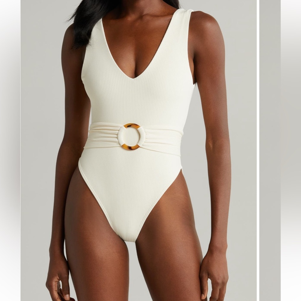 Montce NEW Kim Belted Rib One Piece Swimsuit